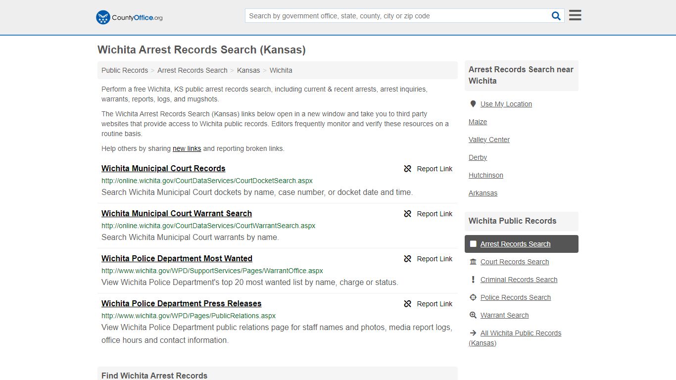 Arrest Records Search - Wichita, KS (Arrests & Mugshots) - County Office
